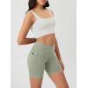 image:imageODODOS Cloud Feeling Cross Waist Yoga Shorts with Pockets for Women 6 Crossover High Waist Lounge Biker ShortsLime Stone