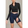 image:imageODODOS Cloud Feeling Cross Waist Yoga Shorts with Pockets for Women 6 Crossover High Waist Lounge Biker ShortsNavy