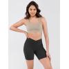 image:imageODODOS Cloud Feeling Cross Waist Yoga Shorts with Pockets for Women 6 Crossover High Waist Lounge Biker ShortsOnyx Black Grey