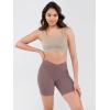 image:imageODODOS Cloud Feeling Cross Waist Yoga Shorts with Pockets for Women 6 Crossover High Waist Lounge Biker ShortsPurple Taupe