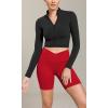 image:imageODODOS Cloud Feeling Cross Waist Yoga Shorts with Pockets for Women 6 Crossover High Waist Lounge Biker ShortsRed
