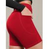 image:imageODODOS Cloud Feeling Cross Waist Yoga Shorts with Pockets for Women 6 Crossover High Waist Lounge Biker ShortsRed