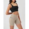image:imageODODOS Cloud Feeling Cross Waist Yoga Shorts with Pockets for Women 6 Crossover High Waist Lounge Biker ShortsShaker Beige
