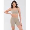 image:imageODODOS Cloud Feeling Cross Waist Yoga Shorts with Pockets for Women 6 Crossover High Waist Lounge Biker ShortsShaker Beige