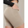 image:imageODODOS Cloud Feeling Cross Waist Yoga Shorts with Pockets for Women 6 Crossover High Waist Lounge Biker ShortsShaker Beige