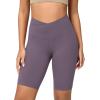 image:imageODODOS Cloud Feeling Crossover Yoga Shorts with Back Pocket for Women 6  8 V High Wasit Lounge Biker ShortsAsh Violet