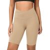 image:imageODODOS Cloud Feeling Crossover Yoga Shorts with Back Pocket for Women 6  8 V High Wasit Lounge Biker ShortsBeige
