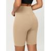 image:imageODODOS Cloud Feeling Crossover Yoga Shorts with Back Pocket for Women 6  8 V High Wasit Lounge Biker ShortsBeige