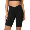 image:imageODODOS Cloud Feeling Crossover Yoga Shorts with Back Pocket for Women 6  8 V High Wasit Lounge Biker ShortsBlack