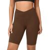 image:imageODODOS Cloud Feeling Crossover Yoga Shorts with Back Pocket for Women 6  8 V High Wasit Lounge Biker ShortsBrunette