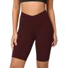 image:imageODODOS Cloud Feeling Crossover Yoga Shorts with Back Pocket for Women 6  8 V High Wasit Lounge Biker ShortsBurgundy