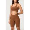 image:imageODODOS Cloud Feeling Crossover Yoga Shorts with Back Pocket for Women 6  8 V High Wasit Lounge Biker ShortsCaramel