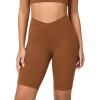 image:imageODODOS Cloud Feeling Crossover Yoga Shorts with Back Pocket for Women 6  8 V High Wasit Lounge Biker ShortsCaramel