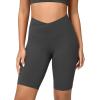 image:imageODODOS Cloud Feeling Crossover Yoga Shorts with Back Pocket for Women 6  8 V High Wasit Lounge Biker ShortsCharcoal