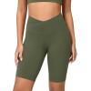 image:imageODODOS Cloud Feeling Crossover Yoga Shorts with Back Pocket for Women 6  8 V High Wasit Lounge Biker ShortsDark Olive
