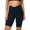 image:imageODODOS Cloud Feeling Crossover Yoga Shorts with Back Pocket for Women 6  8 V High Wasit Lounge Biker ShortsDeep Navy