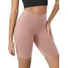 image:imageODODOS Cloud Feeling Crossover Yoga Shorts with Back Pocket for Women 6  8 V High Wasit Lounge Biker ShortsDusty Pink