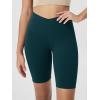 image:imageODODOS Cloud Feeling Crossover Yoga Shorts with Back Pocket for Women 6  8 V High Wasit Lounge Biker ShortsForest Teal