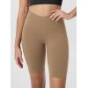 image:imageODODOS Cloud Feeling Crossover Yoga Shorts with Back Pocket for Women 6  8 V High Wasit Lounge Biker ShortsLight Brown