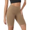 image:imageODODOS Cloud Feeling Crossover Yoga Shorts with Back Pocket for Women 6  8 V High Wasit Lounge Biker ShortsLight Brown