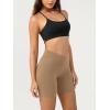 image:imageODODOS Cloud Feeling Crossover Yoga Shorts with Back Pocket for Women 6  8 V High Wasit Lounge Biker ShortsLight Brown