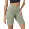 image:imageODODOS Cloud Feeling Crossover Yoga Shorts with Back Pocket for Women 6  8 V High Wasit Lounge Biker ShortsLime Stone