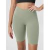 image:imageODODOS Cloud Feeling Crossover Yoga Shorts with Back Pocket for Women 6  8 V High Wasit Lounge Biker ShortsLime Stone
