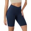 image:imageODODOS Cloud Feeling Crossover Yoga Shorts with Back Pocket for Women 6  8 V High Wasit Lounge Biker ShortsNavy