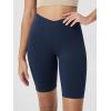 image:imageODODOS Cloud Feeling Crossover Yoga Shorts with Back Pocket for Women 6  8 V High Wasit Lounge Biker ShortsNavy