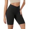 image:imageODODOS Cloud Feeling Crossover Yoga Shorts with Back Pocket for Women 6  8 V High Wasit Lounge Biker ShortsOnyx Black Grey