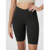 image:imageODODOS Cloud Feeling Crossover Yoga Shorts with Back Pocket for Women 6  8 V High Wasit Lounge Biker ShortsOnyx Black Grey