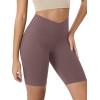 image:imageODODOS Cloud Feeling Crossover Yoga Shorts with Back Pocket for Women 6  8 V High Wasit Lounge Biker ShortsPurple Taupe