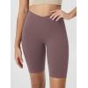 image:imageODODOS Cloud Feeling Crossover Yoga Shorts with Back Pocket for Women 6  8 V High Wasit Lounge Biker ShortsPurple Taupe