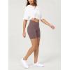 image:imageODODOS Cloud Feeling Crossover Yoga Shorts with Back Pocket for Women 6  8 V High Wasit Lounge Biker ShortsPurple Taupe