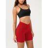 image:imageODODOS Cloud Feeling Crossover Yoga Shorts with Back Pocket for Women 6  8 V High Wasit Lounge Biker ShortsRed
