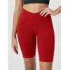 image:imageODODOS Cloud Feeling Crossover Yoga Shorts with Back Pocket for Women 6  8 V High Wasit Lounge Biker ShortsRed