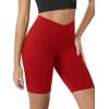 image:imageODODOS Cloud Feeling Crossover Yoga Shorts with Back Pocket for Women 6  8 V High Wasit Lounge Biker ShortsRed