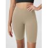 image:imageODODOS Cloud Feeling Crossover Yoga Shorts with Back Pocket for Women 6  8 V High Wasit Lounge Biker ShortsShaker Beige