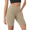 image:imageODODOS Cloud Feeling Crossover Yoga Shorts with Back Pocket for Women 6  8 V High Wasit Lounge Biker ShortsShaker Beige