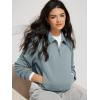 image:imageODODOS Modal Soft HalfZip Collared Sweatshirts for Women Long Sleeve Relaxed Pullover Top with PocketsGrey Blue
