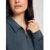 image:imageODODOS Modal Soft HalfZip Collared Sweatshirts for Women Long Sleeve Relaxed Pullover Top with PocketsNavy