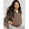 image:imageODODOS Modal Soft HalfZip Collared Sweatshirts for Women Long Sleeve Relaxed Pullover Top with PocketsNutria