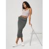 image:imageODODOS Modal Soft Midi Skirt for Women Back Slit High Waist Casual Long Pencil Skirts with PocketsCharcoal
