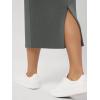 image:imageODODOS Modal Soft Midi Skirt for Women Back Slit High Waist Casual Long Pencil Skirts with PocketsCharcoal