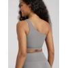 image:imageODODOS Seamless One Shoulder Sports Bra for Women Ribbed Asymmetrical Non Padded Yoga Crop Tank TopsGray