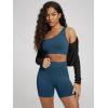 image:imageODODOS Seamless One Shoulder Sports Bra for Women Ribbed Asymmetrical Non Padded Yoga Crop Tank TopsOcran