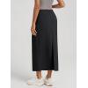 image:imageODODOS Womens Back Split Midi Skirt  Cotton French Terry Drawstring Tie High Waist Casual Long Pencil Skirts with PocketsBlack