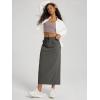 image:imageODODOS Womens Back Split Midi Skirt  Cotton French Terry Drawstring Tie High Waist Casual Long Pencil Skirts with PocketsCharcoal