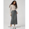 image:imageODODOS Womens Back Split Midi Skirt  Cotton French Terry Drawstring Tie High Waist Casual Long Pencil Skirts with PocketsCharcoal Heather