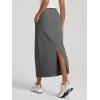 image:imageODODOS Womens Back Split Midi Skirt  Cotton French Terry Drawstring Tie High Waist Casual Long Pencil Skirts with PocketsCharcoal Heather